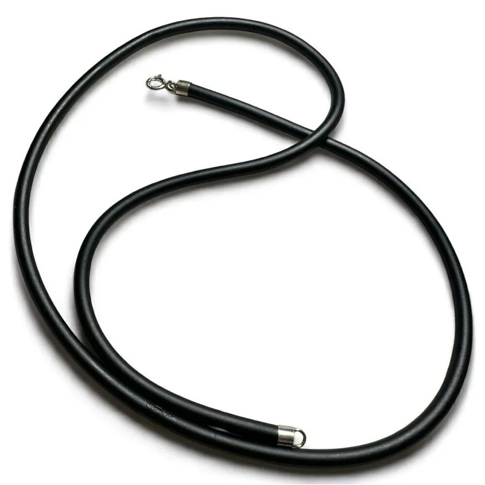 24” Black Cord Necklace - Unisex | 925 Silver Clasp Minimalist Great for Men